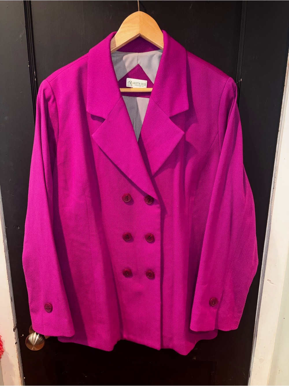 Austin Reed Magenta Wool Double Breasted Blazer Women’s XL Vintage